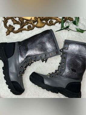 Silver and Black Glitter Lugz Boots